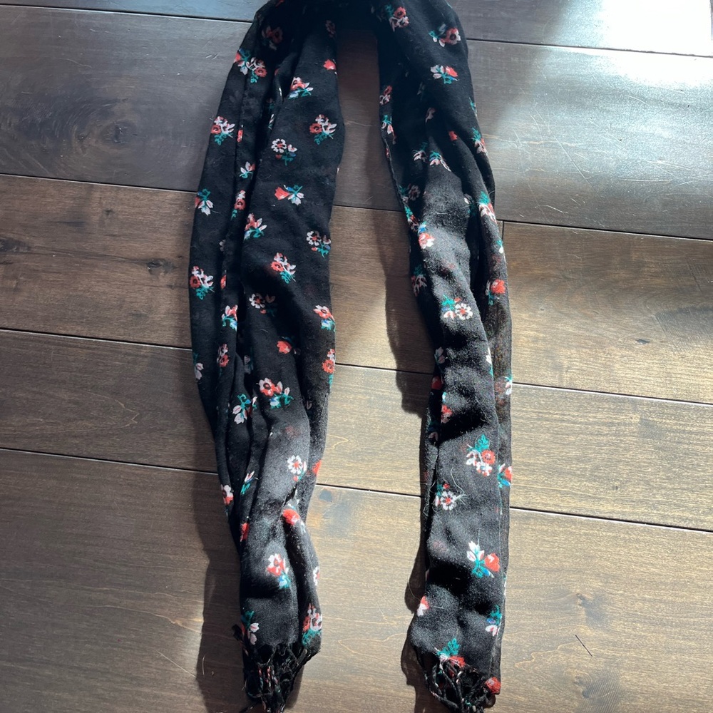 Floral Black Scarf